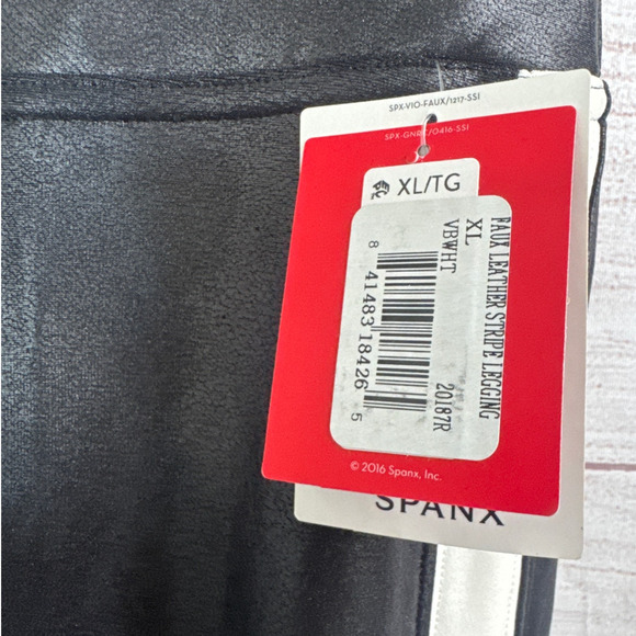 NWT Spanx Faux Leather In Black White Stripe Leggings Women’s Size XL - Picture 9 of 10